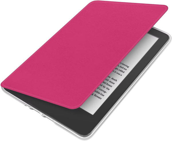360A Rotating & Detachable Magnetic Case For 7" Kindle Paperwhite 12Th Generation (2024) Auto Wake/Sleep Hands Free Stand Clear Back Cover (Rose Red)