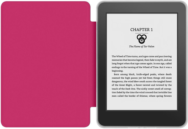 360A Rotating & Detachable Magnetic Case For 7" Kindle Paperwhite 12Th Generation (2024) Auto Wake/Sleep Hands Free Stand Clear Back Cover (Rose Red)