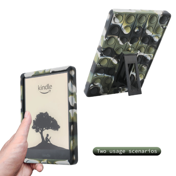 Rainbow Silicone Pop It Case With Stand For Kindle Paperwhite 5 (6.8") Camouflage Cases Covers Keyboard Folios