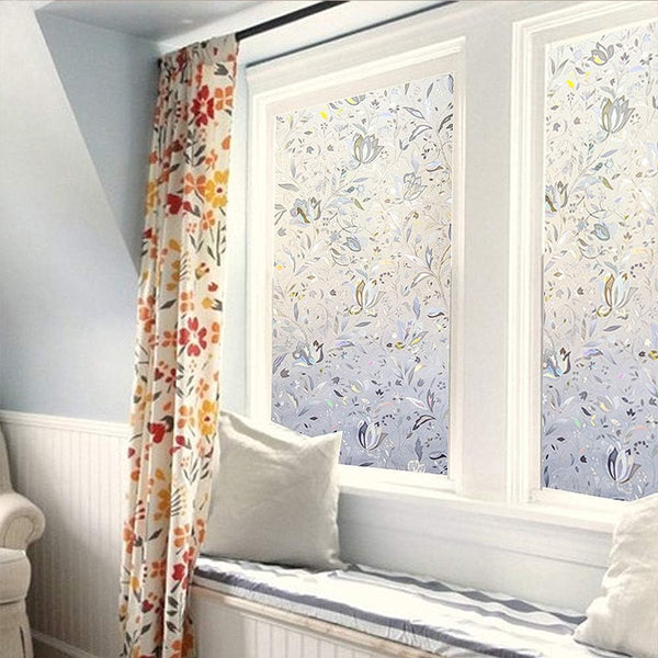 Film Decorative Sticker 45Cm X 300Cm Static Cling 3D Orchid Uv Resistant Privacy Screen Translucent Adhesive Without Glue For Windows And Bathrooms Wi