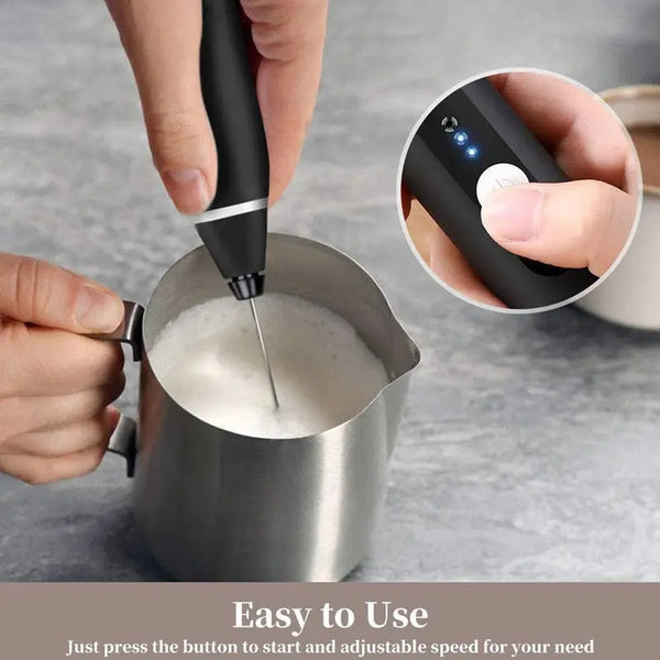 2 In 1 Electric Coffee Frother Usb Rechargeable Egg Beater Keep Mixer Black Milk Frothers