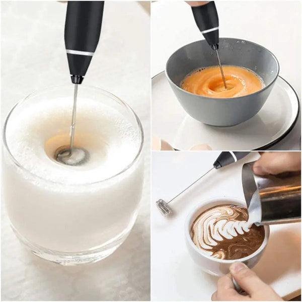 2 In 1 Electric Coffee Frother Usb Rechargeable Egg Beater Keep Mixer Black Milk Frothers