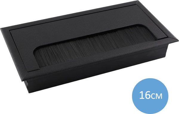 Noble Cable Grommet Black Aluminum Rectangle Desk Tray Hole With Brush Closure Organizer 16 X 8 Cm Matte Cable Ties & Organisers