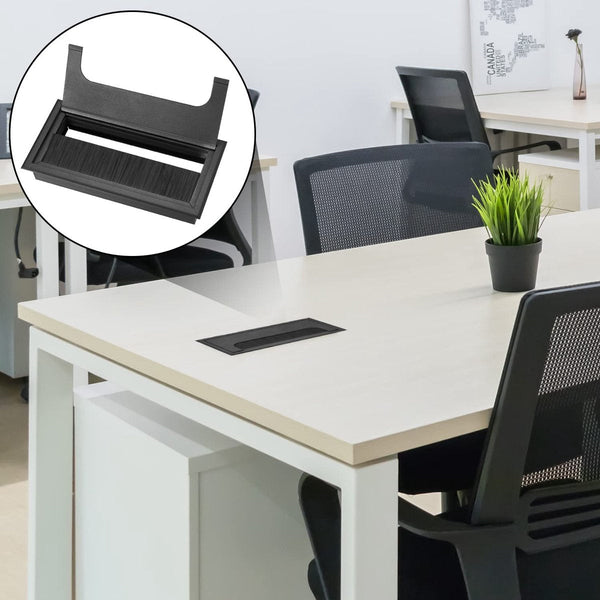 Noble Cable Grommet Black Aluminum Rectangle Desk Tray Hole With Brush Closure Organizer 16 X 8 Cm Matte Cable Ties & Organisers