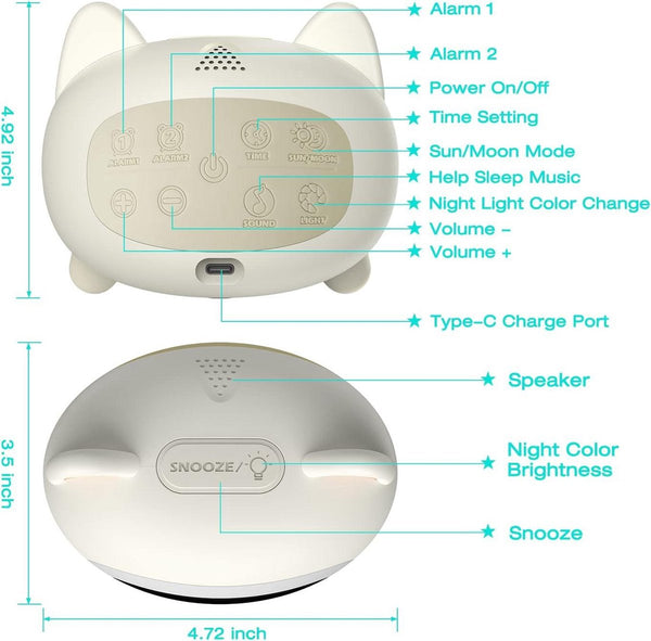 Moon Sun Sleep Trainer Clock For Kids Night Light & Sound Machine Alarm Clocks & Clock Radios