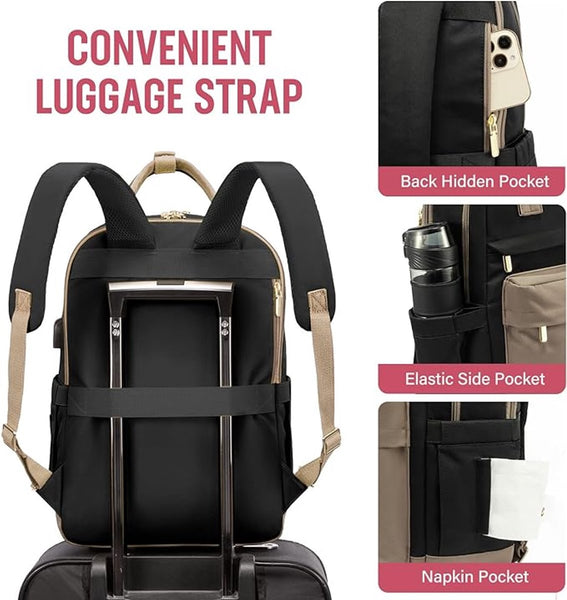 Backpack Ladies Girls Women Laptop Schoolbag Work Waterproof Usb Beige Brown Black Women Backpacks