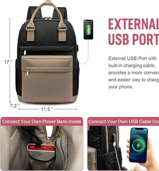 Backpack Ladies Girls Women Laptop Schoolbag Work Waterproof Usb Beige Brown Black Women Backpacks