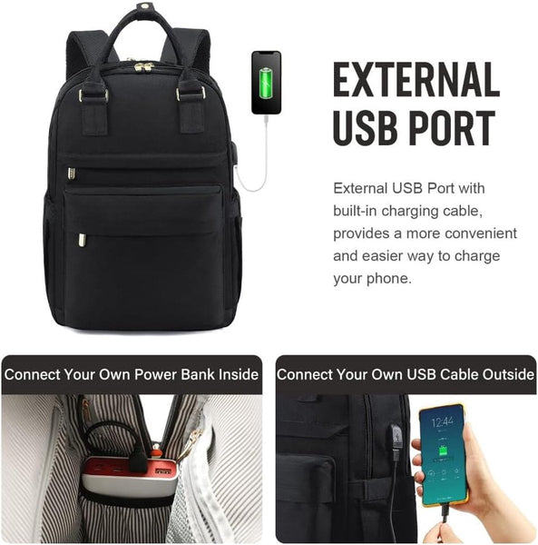 Backpack Ladies Girls Women Laptop Schoolbag Work Waterproof Usb Black Women Backpacks