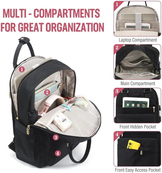 Backpack Ladies Girls Women Laptop Schoolbag Work Waterproof Usb Black Women Backpacks