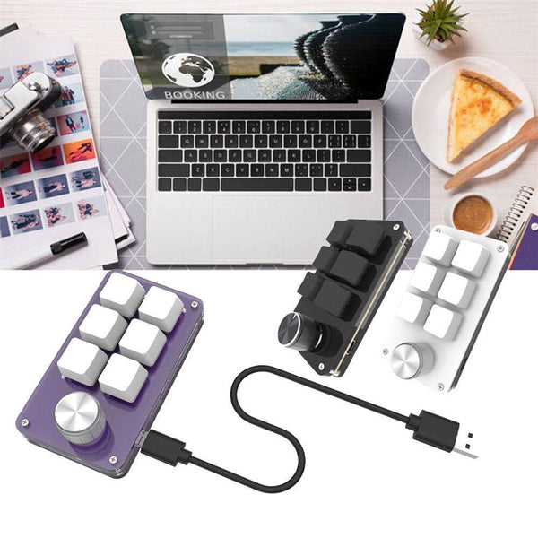 Mini Programmable 6 Button Mechanical Usb Keyboard With Rotary Knob Keyboards & Keypads