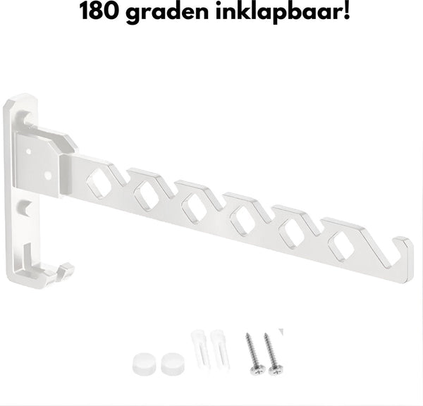 Wall Mounted Coat Rack Foldable White 35Cm Hook Hanger Drying Coat & Hat Racks