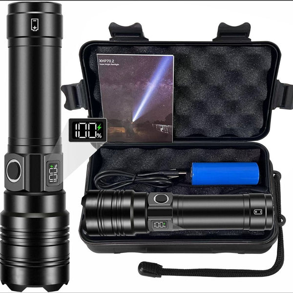Rechargeable 50000 Lumen Flashlight Long Range Ultra Bright Usb C Led Battery Life Modes Powerful Zoomable For Emergencies Hiking And Camping. Flashli