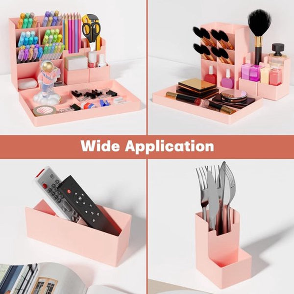 Pink 13 Compartment Plastic Desk Organizer & Pen Holder Pen Holders