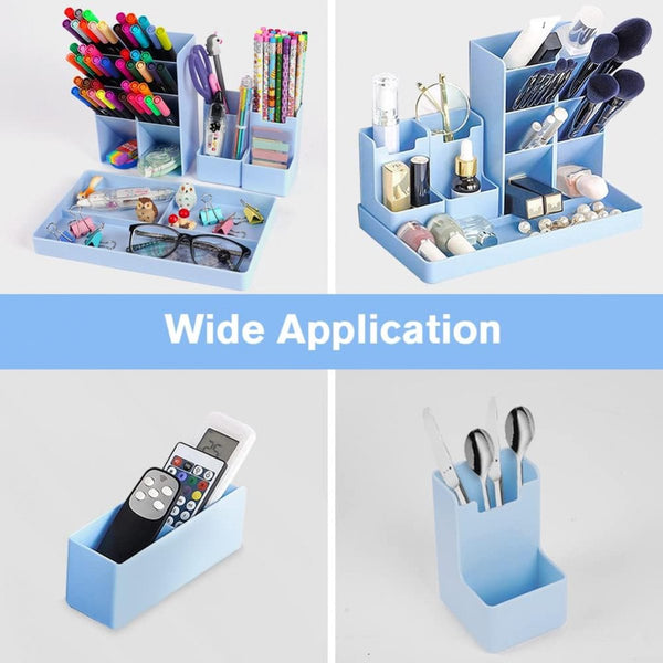 Pencil Case 13 Compartments Holder Desk Organizer Plastic Removable Storage System Mail Tray Office Baby Clothing Accessories Blue Pen Holders