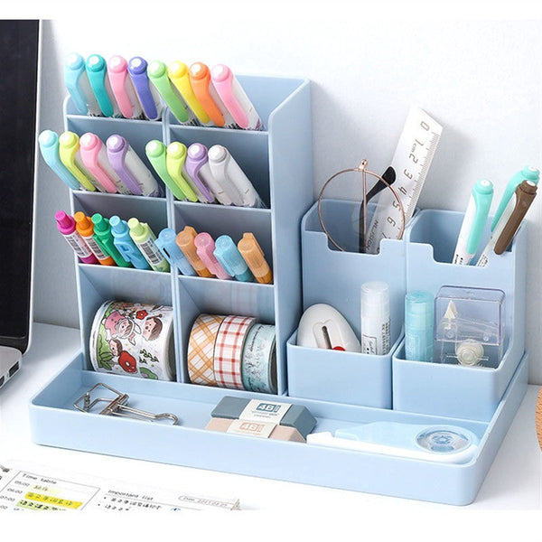13 Compartment Pencil Holder Desk Organizer Office Accessories White Pen Holders