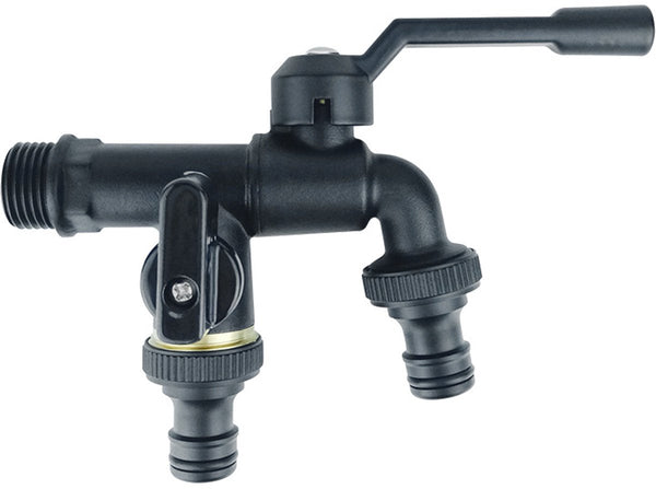 Brass Double Drain Fitting For Outdoor Use 3/4 Inch Black Frost Resistant Rust Irrigation System Garden Ball Valve 2 Outlets Connectors Valves & Acces
