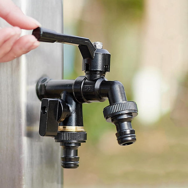 Brass Double Drain Fitting For Outdoor Use 3/4 Inch Black Frost Resistant Rust Irrigation System Garden Ball Valve 2 Outlets Connectors Valves & Acces