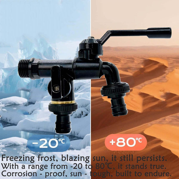 Brass Double Drain Fitting For Outdoor Use 3/4 Inch Black Frost Resistant Rust Irrigation System Garden Ball Valve 2 Outlets Connectors Valves & Acces