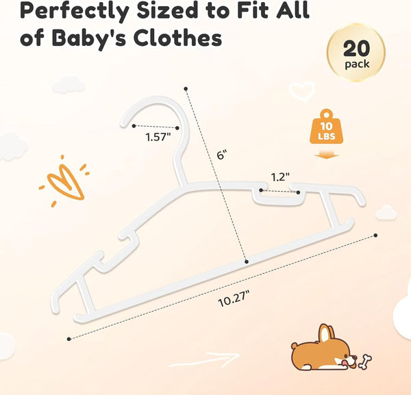 Hangers Children's Baby Plastic For Wardrobe 20 Non Slip Toddler Clothes Pants Jackets Dresses Wit Hooks & Hangers