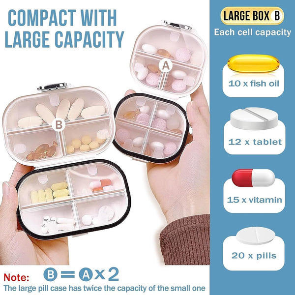 7 Day Pill Organizer 2 Piece Set Compartment Airtight Medicine Box Groot+ Klein Waterproof Portable 4 X 7.8 11.2 Cm / Pill Boxes
