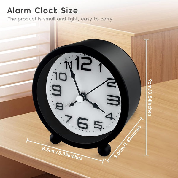 Analog Digital Alarm Clock Silent Bedside Children Battery Operated Portable Black Alarm Clocks & Clock Radios