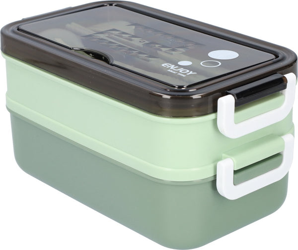 Green Lunch Box With Soup Bowl Bento Adult Meal Boxes Children's Compartments Airtight And Leakproof Bpa Free Lunchboxes & Bags