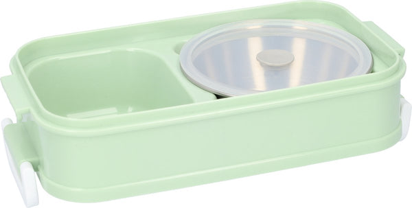Green Lunch Box With Soup Bowl Bento Adult Meal Boxes Children's Compartments Airtight And Leakproof Bpa Free Lunchboxes & Bags