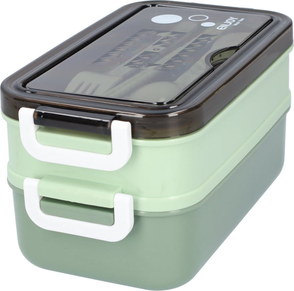 Green Lunch Box With Soup Bowl Bento Adult Meal Boxes Children's Compartments Airtight And Leakproof Bpa Free Lunchboxes & Bags