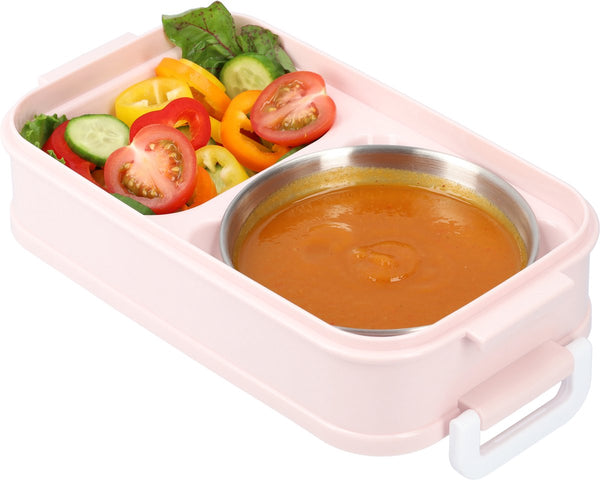 Pink Lunch Box With Soup Bowl Bento Adult Meal Boxes Children's Compartments Airtight And Leakproof Bpa Free Lunchboxes & Bags