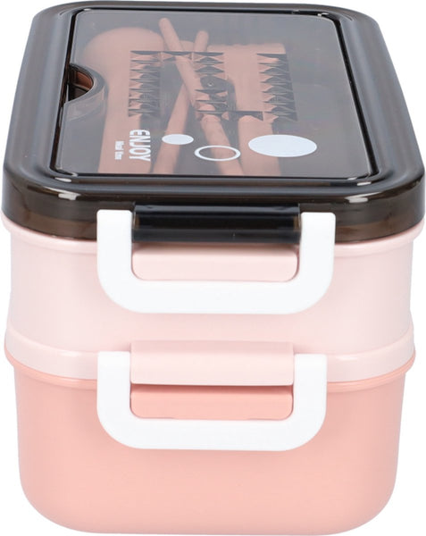 Pink Lunch Box With Soup Bowl Bento Adult Meal Boxes Children's Compartments Airtight And Leakproof Bpa Free Lunchboxes & Bags