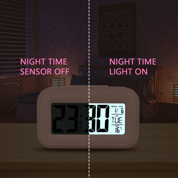 Digital Children's Alarm Clock Travel Led Display 12 24 Hour Snooze Temperature Date Time Portable Pink Alarm Clocks & Clock Radios