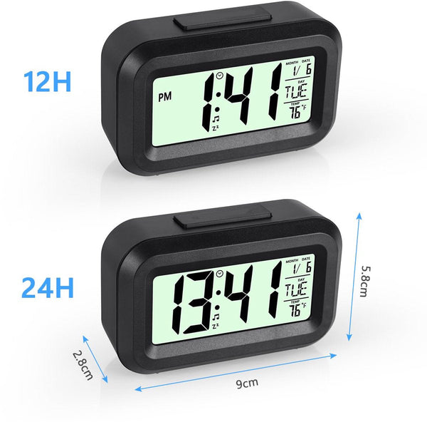 Digital Children's Alarm Clock Travel Led Display 12 24 Hour Snooze Temperature Date Time Portable Black Alarm Clocks & Clock Radios