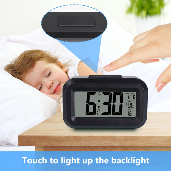 Digital Children's Alarm Clock Travel Led Display 12 24 Hour Snooze Temperature Date Time Portable Black Alarm Clocks & Clock Radios