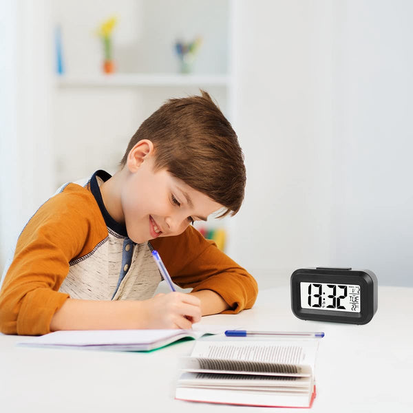 Digital Children's Alarm Clock Travel Led Display 12 24 Hour Snooze Temperature Date Time Portable Black Alarm Clocks & Clock Radios