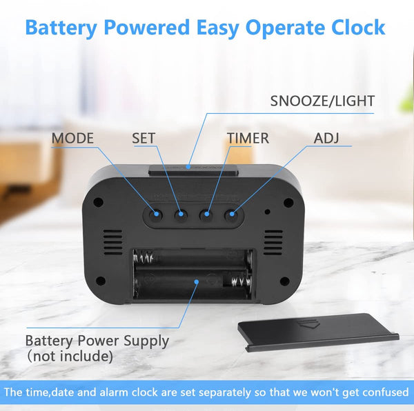 Digital Children's Alarm Clock Travel Led Display 12 24 Hour Snooze Temperature Date Time Portable Black Alarm Clocks & Clock Radios