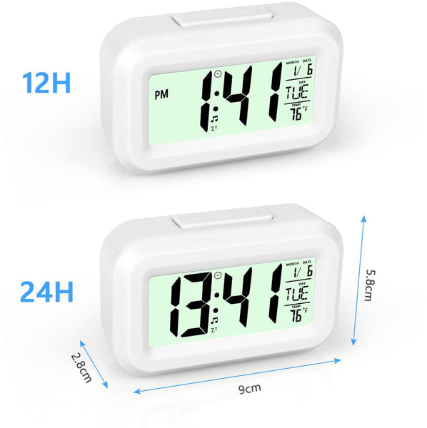 Digital Children's Alarm Clock Travel Led Display 12 / 24 Hour Snooze Temperature Date Time Portable White Alarm Clocks & Clock Radios