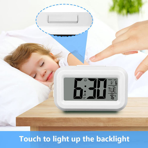 Digital Children's Alarm Clock Travel Led Display 12 / 24 Hour Snooze Temperature Date Time Portable White Alarm Clocks & Clock Radios