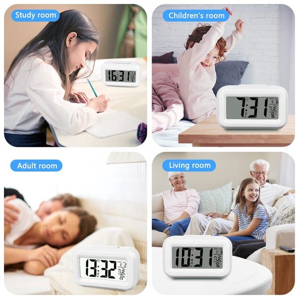 Digital Children's Alarm Clock Travel Led Display 12 / 24 Hour Snooze Temperature Date Time Portable White Alarm Clocks & Clock Radios