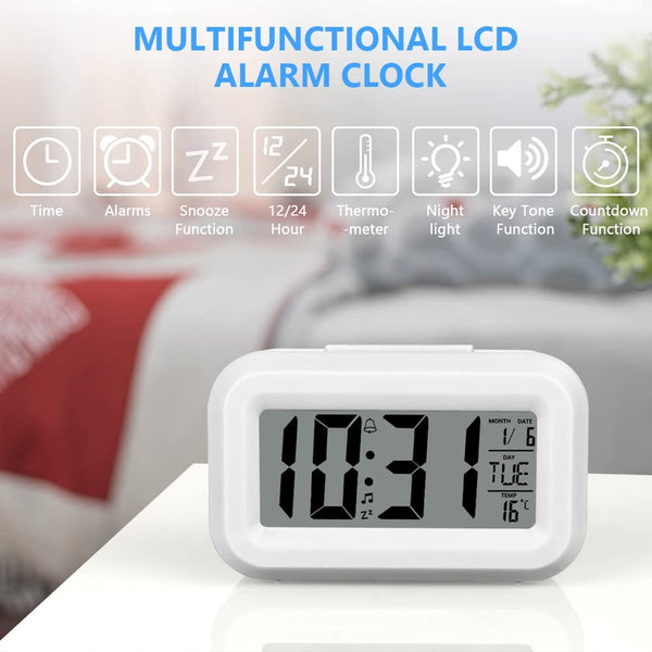 Digital Children's Alarm Clock Travel Led Display 12 / 24 Hour Snooze Temperature Date Time Portable White Alarm Clocks & Clock Radios