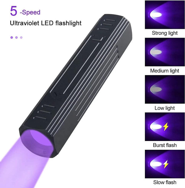 Uv Flashlight Professional Lamp Black Light 365 Nm Filter Rechargeable For Curing Resins Gemstones Minerals And Nail Art Flashlights