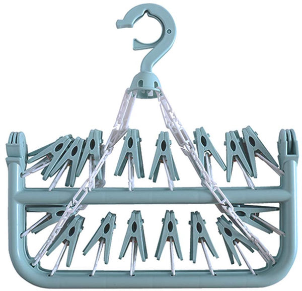 Sock Dryer Clothesline 32 Clips Hanger Wasrek Drying Carousel Rack Blue Clothes Hangers