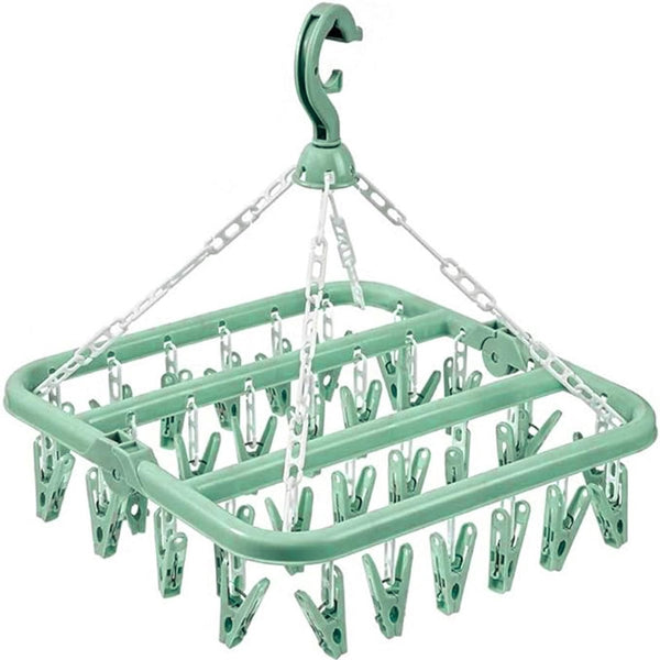 Sock Dryer Clothesline 32 Clips Hanger Laundry Socks Drying Carousel Rack Clothes Hangers