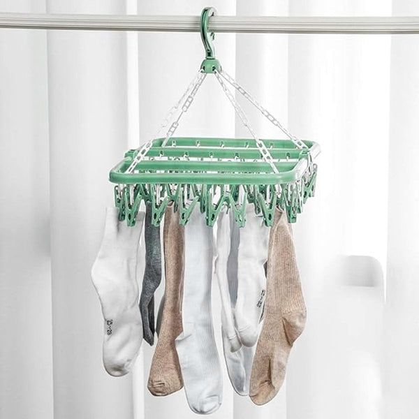 Sock Dryer Clothesline 32 Clips Hanger Laundry Socks Drying Carousel Rack Clothes Hangers
