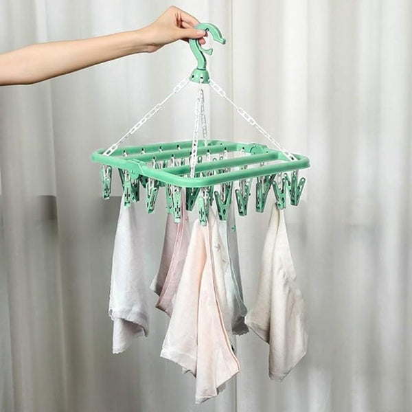 Sock Dryer Clothesline 32 Clips Hanger Laundry Socks Drying Carousel Rack Clothes Hangers