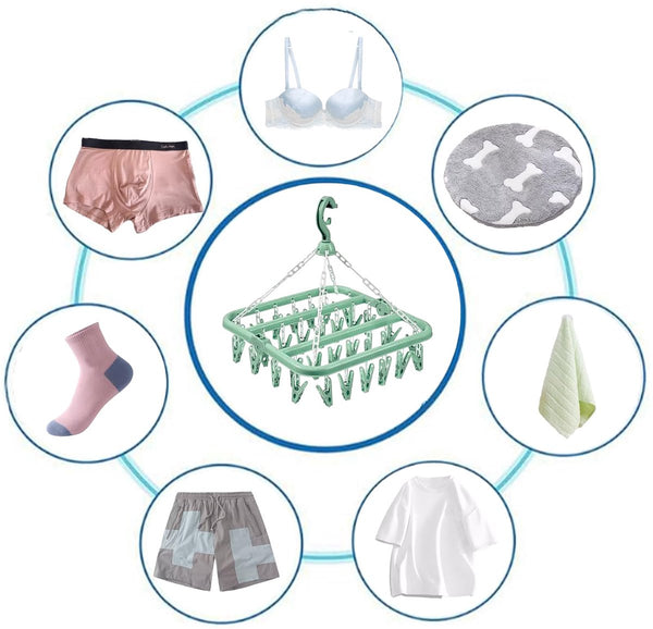 Sock Dryer Clothesline 32 Clips Hanger Laundry Socks Drying Carousel Rack Clothes Hangers