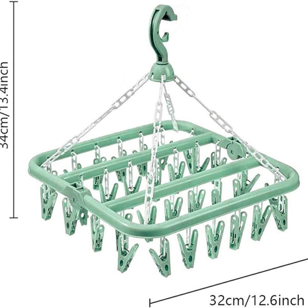 Sock Dryer Clothesline 32 Clips Hanger Laundry Socks Drying Carousel Rack Clothes Hangers
