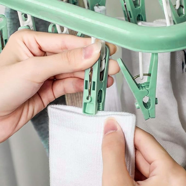 Sock Dryer Clothesline 32 Clips Hanger Laundry Socks Drying Carousel Rack Clothes Hangers