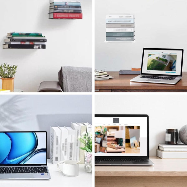 4 Piece White Metal Invisible Floating Shelf Set 6.6 X 10.5 Cm Wall Shelves