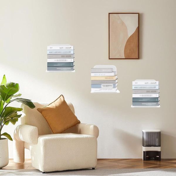 4 Piece White Metal Invisible Floating Shelf Set 6.6 X 10.5 Cm Wall Shelves