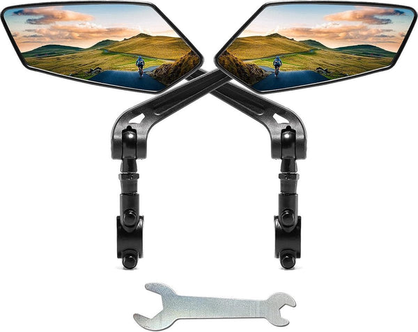 2 Piece Bicycle Rearview Mirror Large Folding For 20 24Mm Handlebars 360A Adjustable Hd Bike Bicycles And Mountain Bikes Mirrors